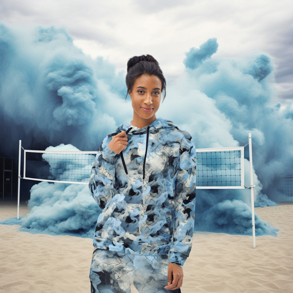 Volleyball Smoke Camo Collection - Net Fusion - Powder Blue, Black, and White